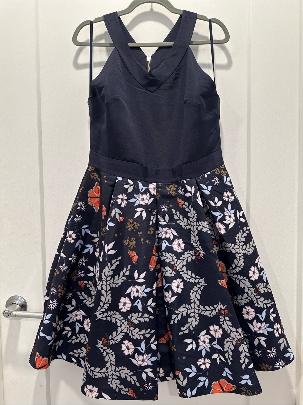 NWOT Ted Baker Navy Blue Formal Dress Size 5 Sleeveless Cocktail Wedding Summer